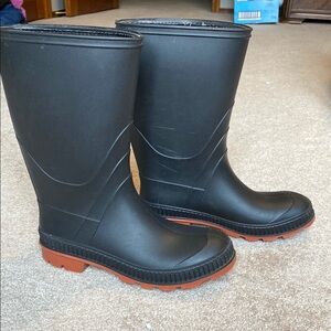 Kids Black Rain Boots with Red Soles